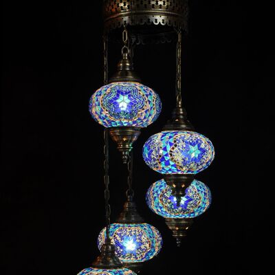 Lampada orientale blu turchese 5 lampadine