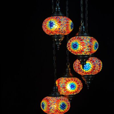 Oosterse lamp multicolour 5 bollen