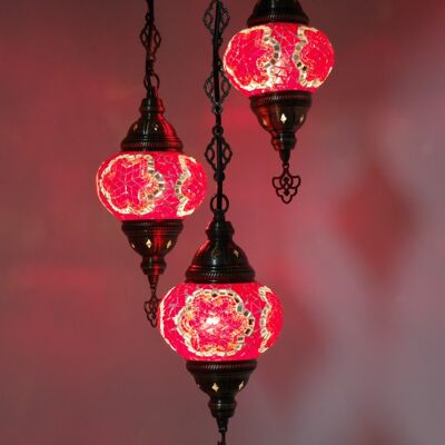 Oosterse lamp rood 3 bollen