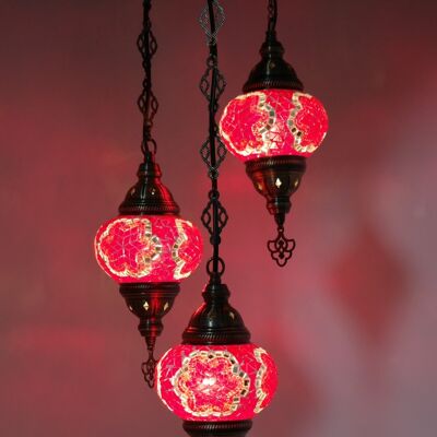Lampada orientale rossa 3 lampadine