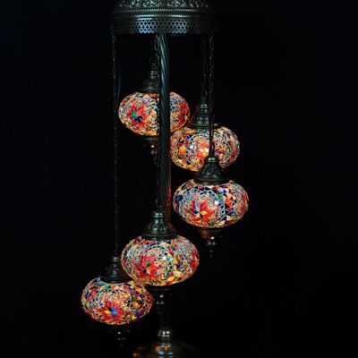 Turkse vloerlamp 5 bollen mozaïek multicolour