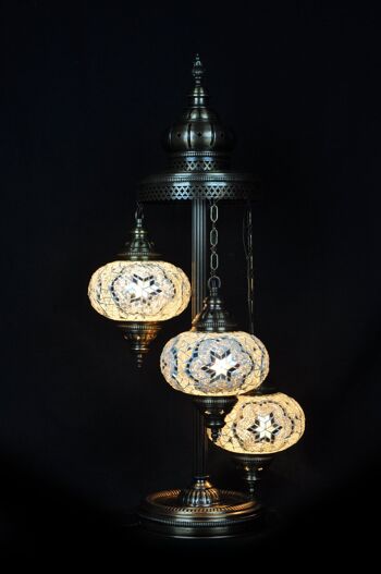 Compra Lampada da terra turca 3 lampadine mosaico verde all'ingrosso