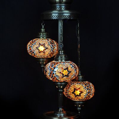 Lampada da terra turca 3 lampadine mosaico marrone