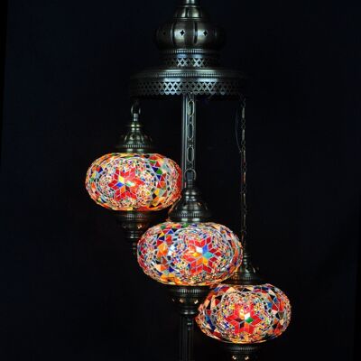 Turkse vloerlamp 3 bollen mozaïek multicolour