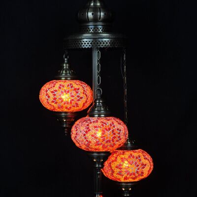 Turkse vloerlamp 3 bollen mozaïek oranje