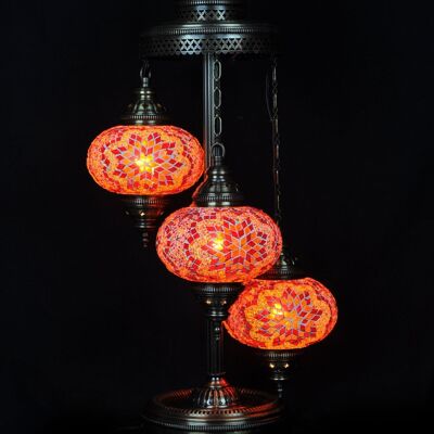 Lampada da terra turca 3 lampadine mosaico arancione
