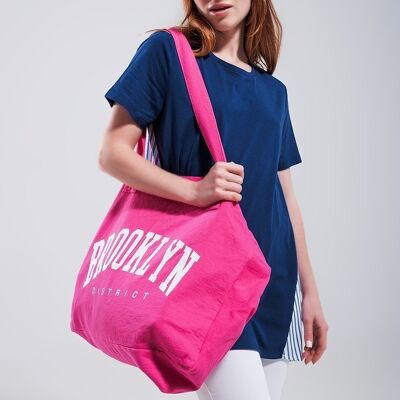 Bolso tote Brooklyn de lona fucsia