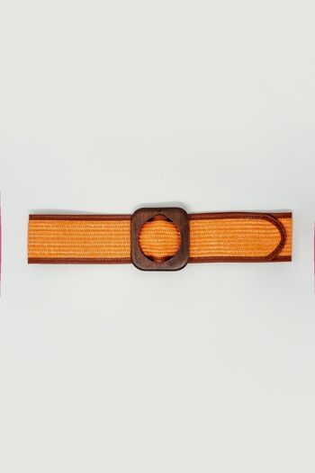 Large ceinture à boucle carrée orange 1
