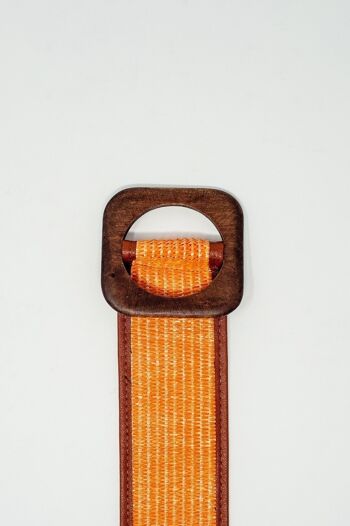 Large ceinture à boucle carrée orange 2