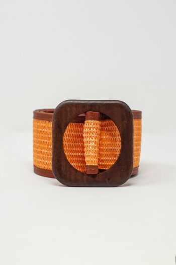 Large ceinture à boucle carrée orange 3