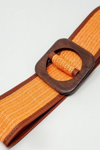 Large ceinture à boucle carrée orange 4