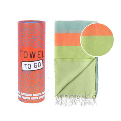Towel to Go Neon Hamamtuch Grün/Blau, mit Recycelter Geschenkbox