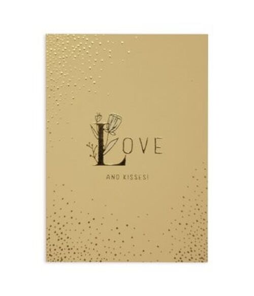 Postcard 'Love and kisses' serie GoldLetter