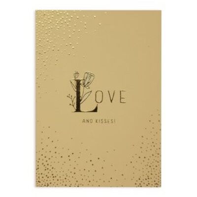Postcard 'Love and kisses' serie GoldLetter