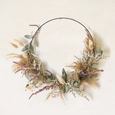 Dried Flower Wreath half deco green