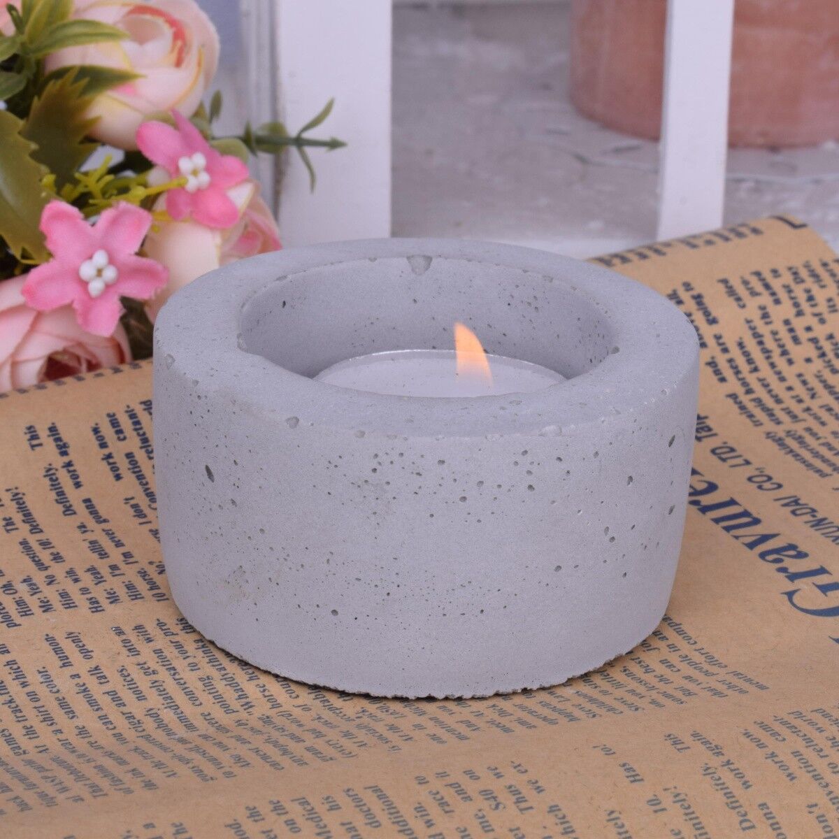 Teelichhalter "Lebenskreis" Deko Design aus Beton 3er Set