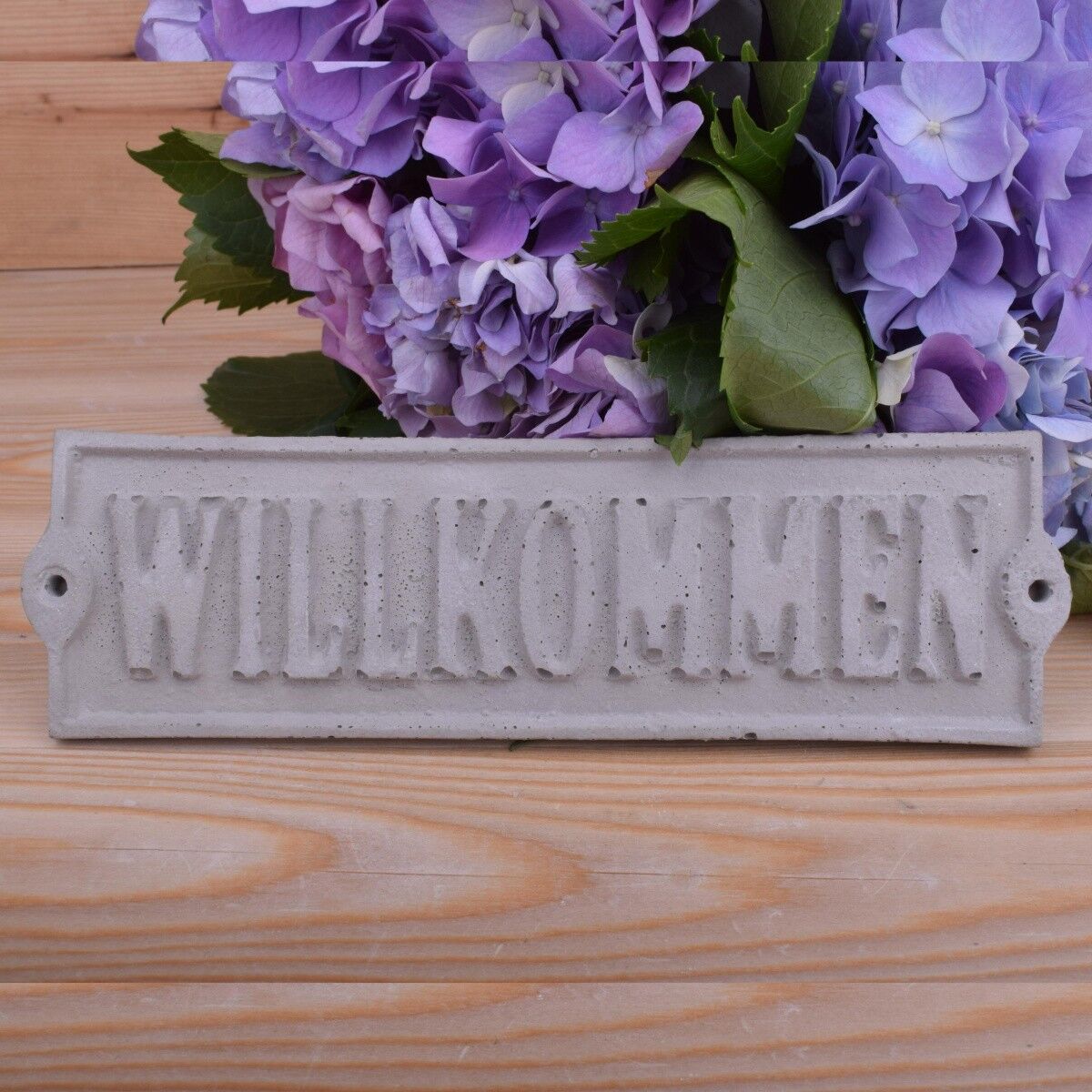 Beton Deko Schild "Willkommen" Unikat Wanddeko