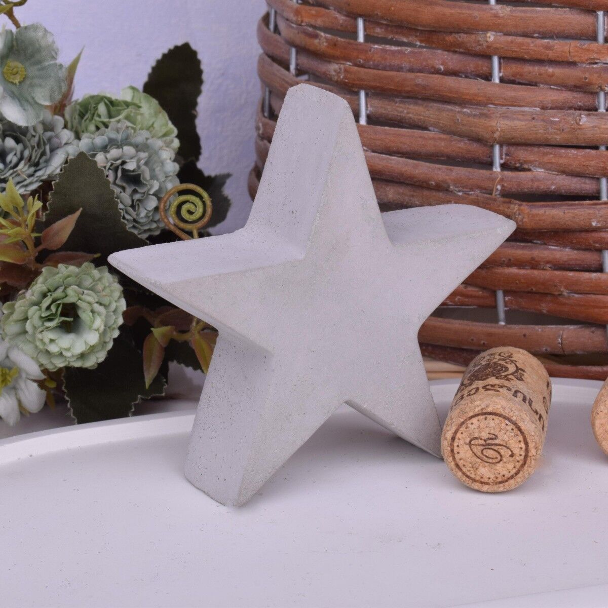 Deko-Stern Beton Design Dekoration grau Größe S 10x10x3cm