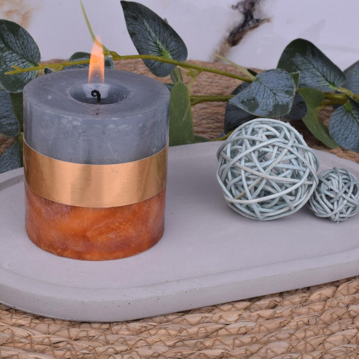 Dekotablett Beton Serviertablett 24x14,5x1,5cm Kerzentablett