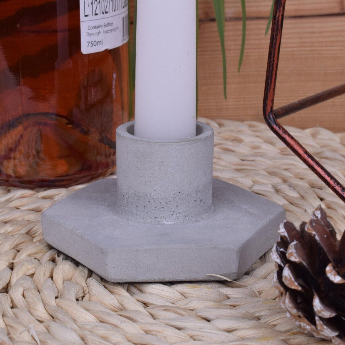 Kerzenhalter Beton 6-eckig (2er Set) 9x9x4,5cm Dekoration