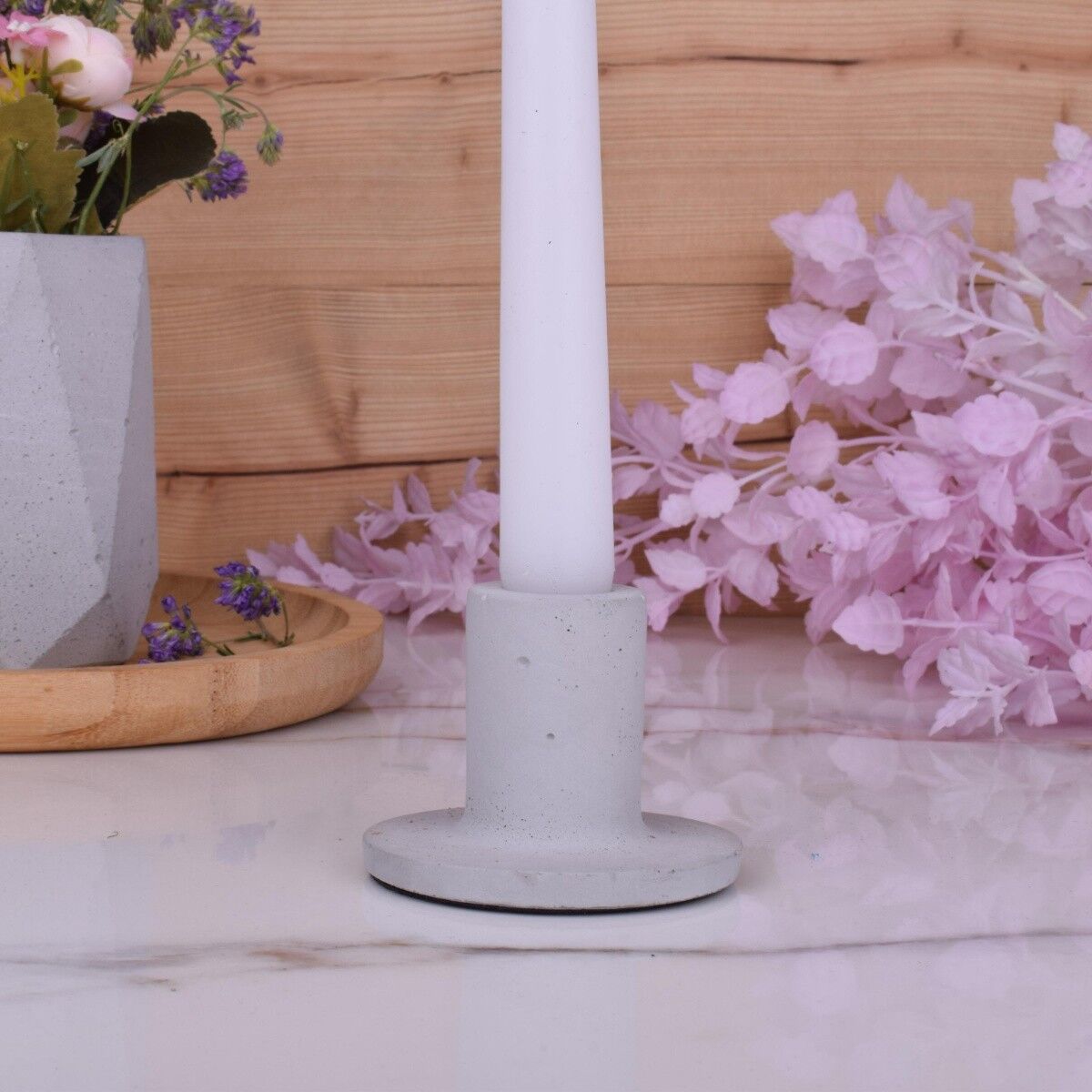 Kerzenhalter Stabkerzen Beton "Sockel" 2er Set