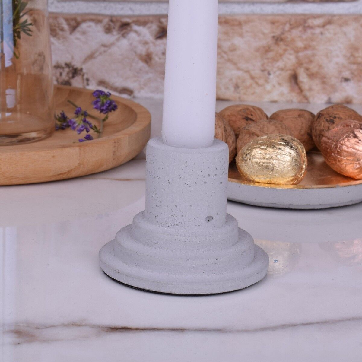 Kerzenhalter Stabkerzen Beton "Aufstieg" 2er Set