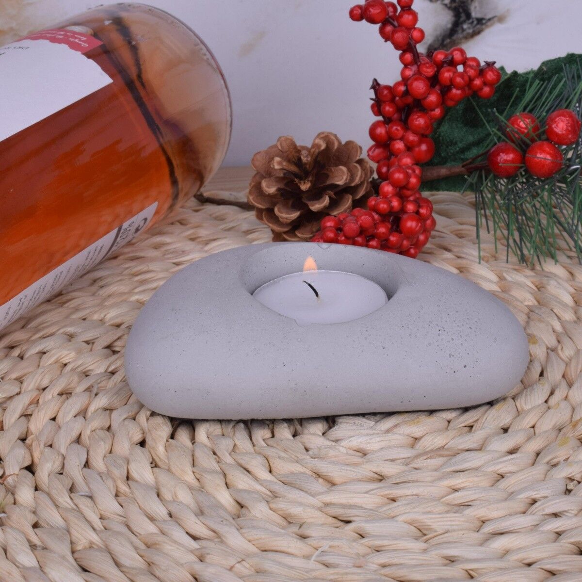 Teelicht Kerzenhalter "Großer Stein" Beton Tisch-Deko