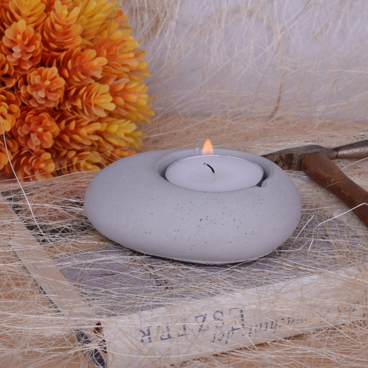 Teelicht Kerzenhalter "Kleiner Stein" Beton Tisch-Deko