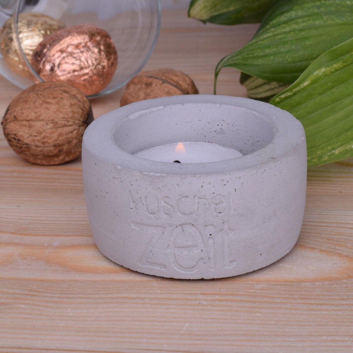 Teelicht Kerzenhalter "Kuschelzeit" Beton Deko Kerze