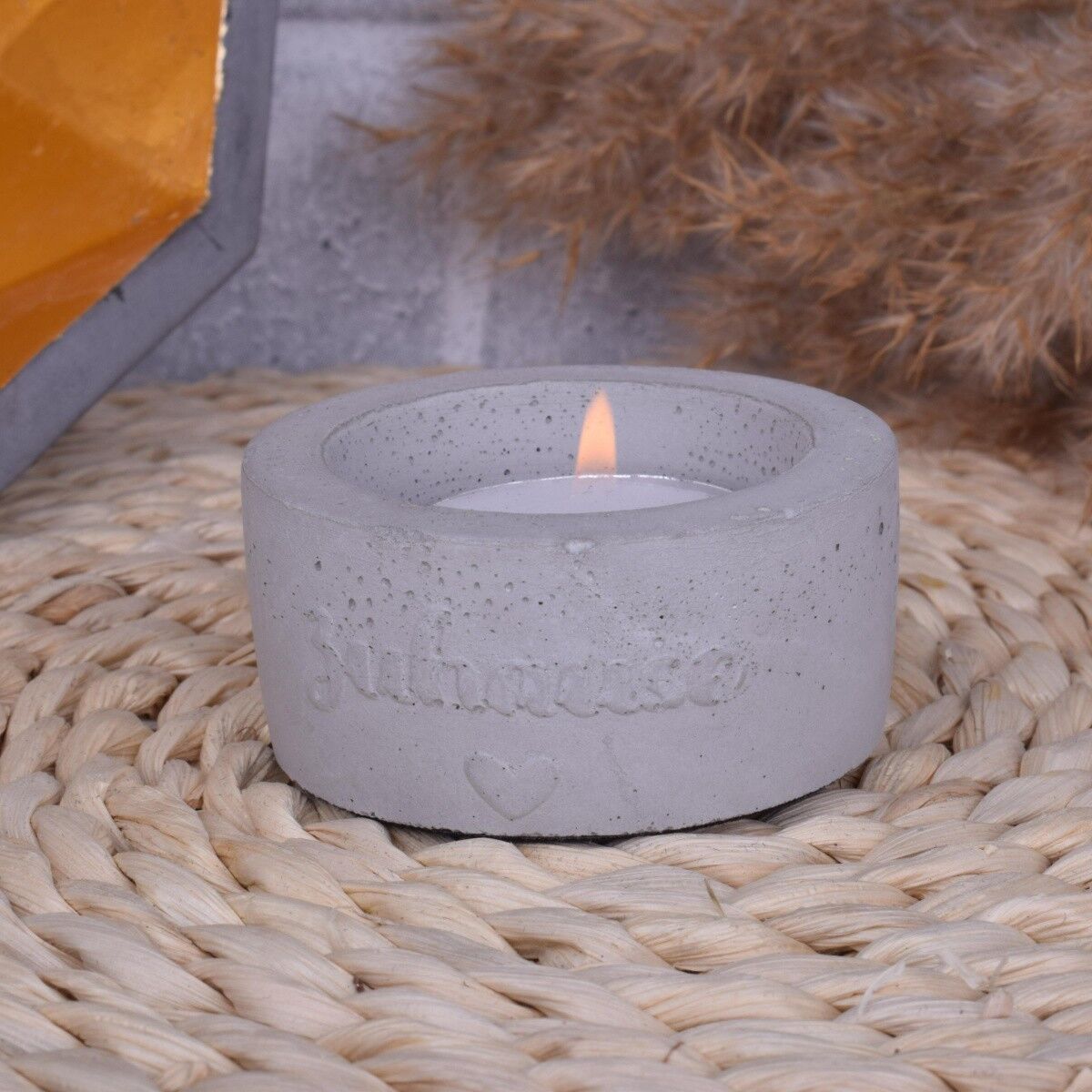 Teelicht Kerzenhalter "Zuhause" Beton Deko Kerze