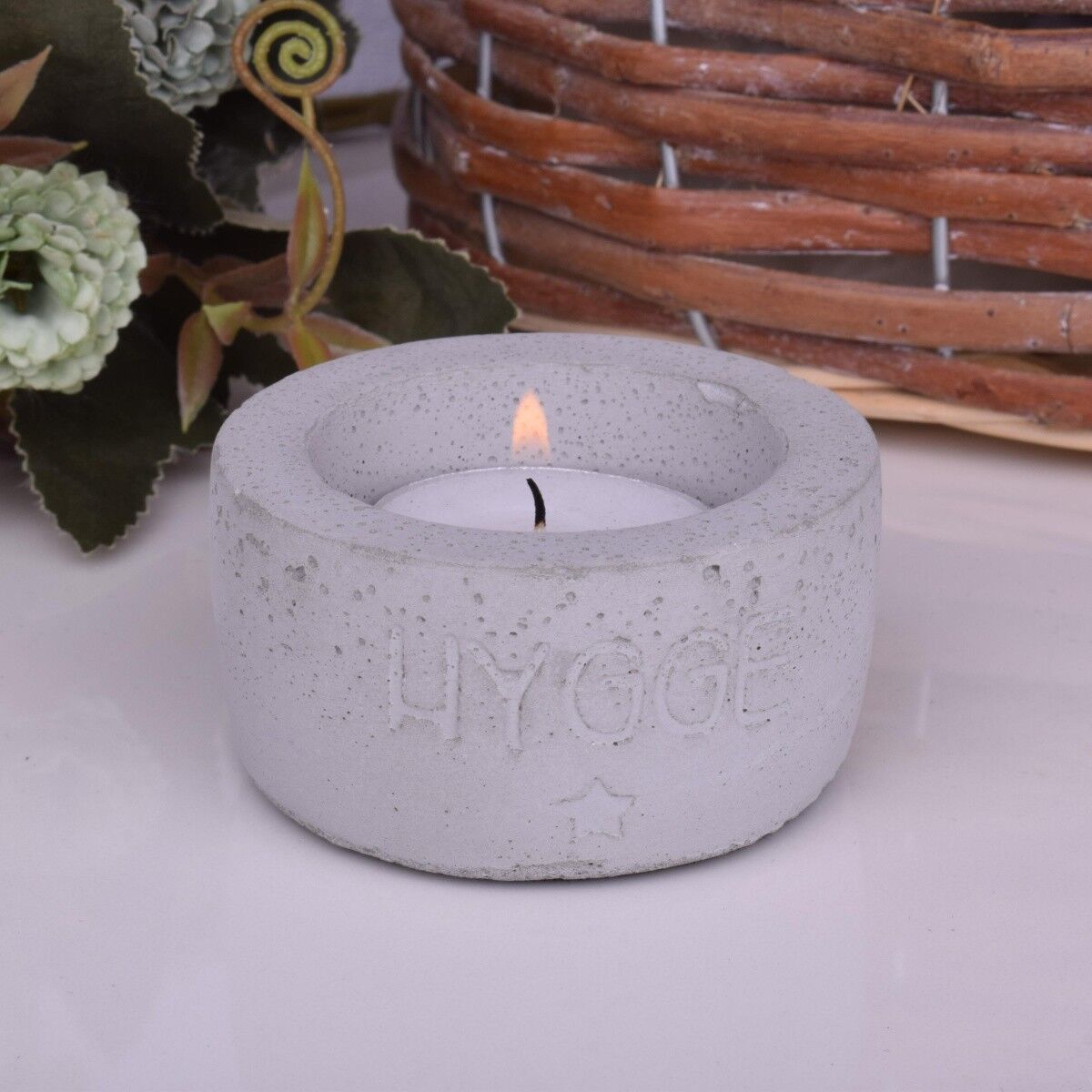 Teelicht Kerzenhalter "Hygge" Beton Deko Kerze