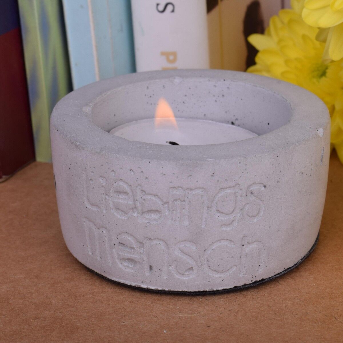 Teelicht Kerzenhalter "Lieblingsmensch" Beton Deko Kerze