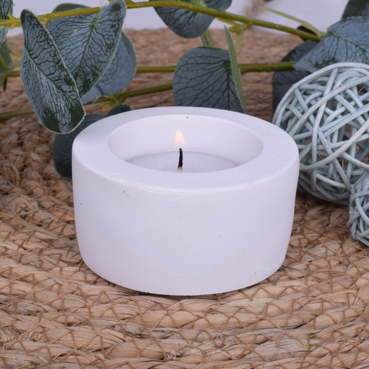 Portacandele "cerchio della vita" design deco bianco set di 3