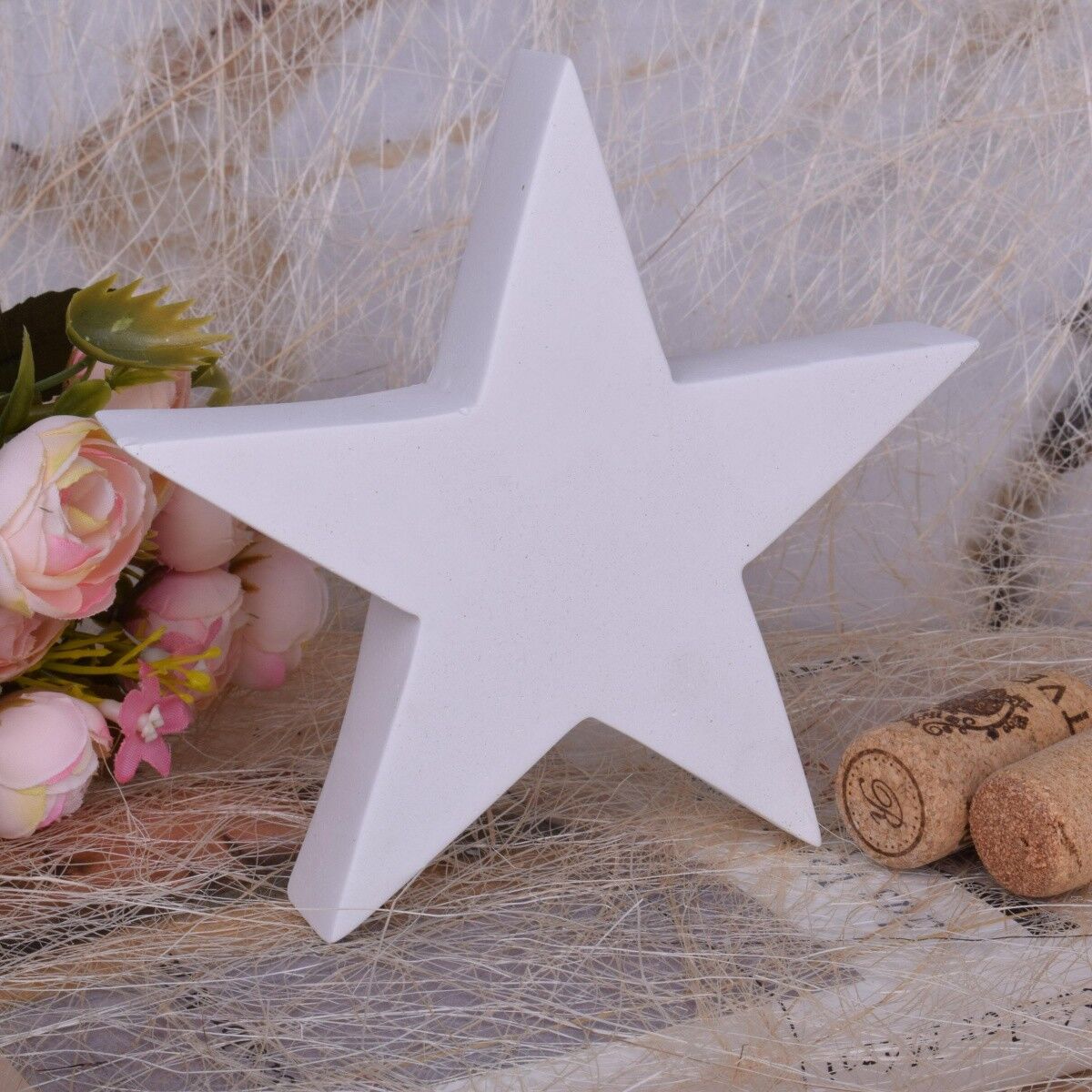 Decorativo stella bianca design decorazione grigia taglia M 15x15x3cm