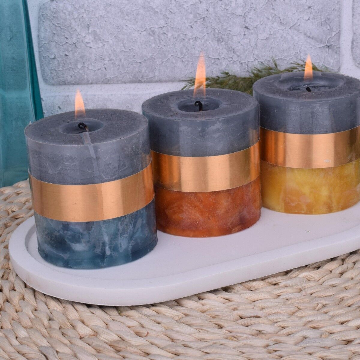 Vassoio decorativo Vassoio da portata bianco Vassoio portacandele 24x14,5x1,5 cm