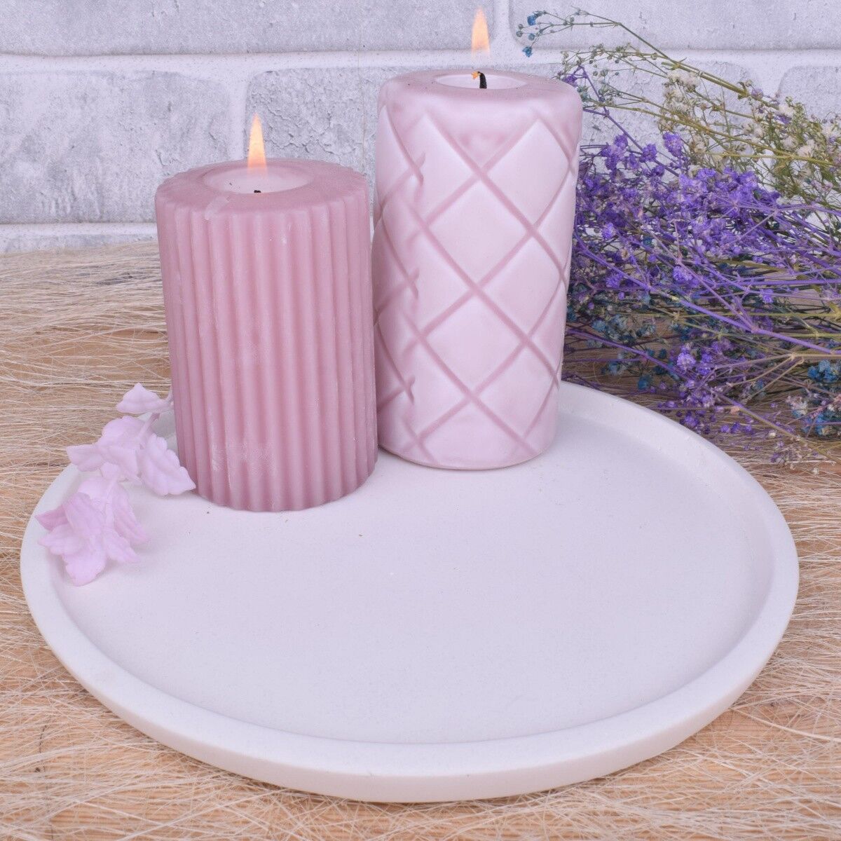 Vassoio decorativo Vassoio da portata bianco Vassoio portacandele 24x1,5 cm