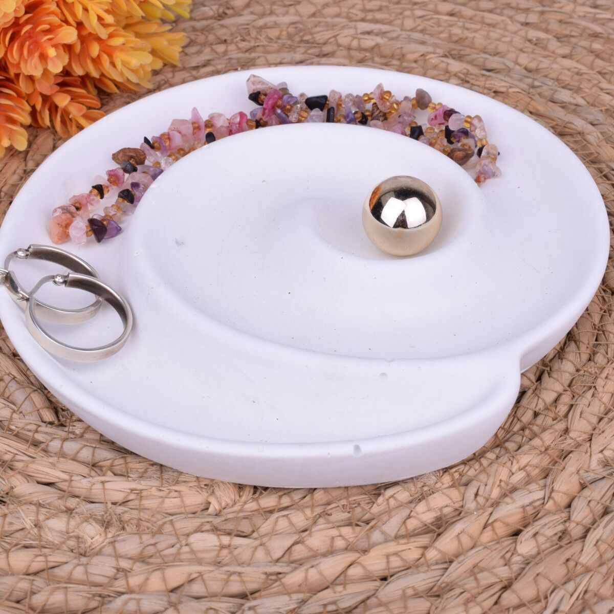 Piatto decorativo vassoio ciotola "guscio di lumaca" decorazione da tavola bianca