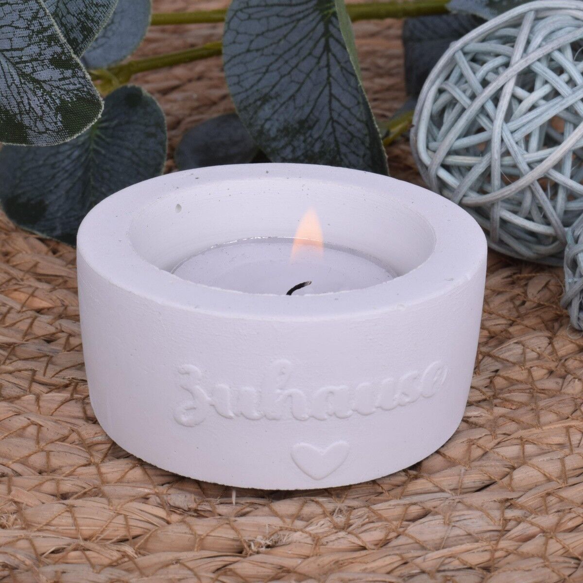 Portacandele Tealight "Home" Candela decorativa bianca