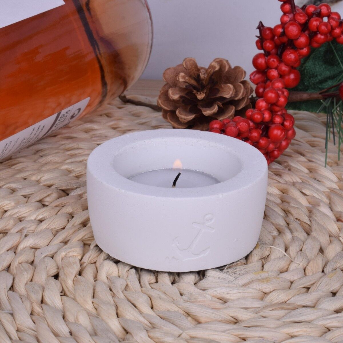 Portacandele Tealight "Anchor" Bianco Candela decorativa bianca