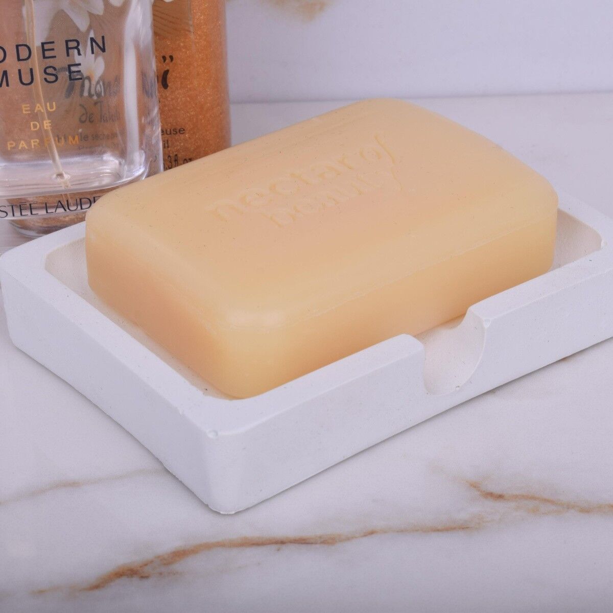 Portasapone "Plateau" Sapone Lavabo Bagno Design Bianco