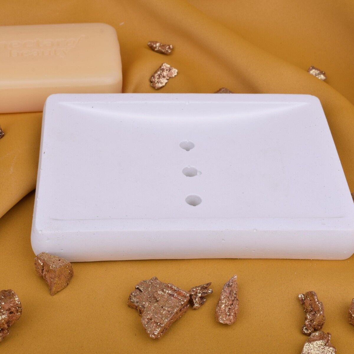 Portasapone "Rhombus" Design Bianco Lavandino Bagno Sapone