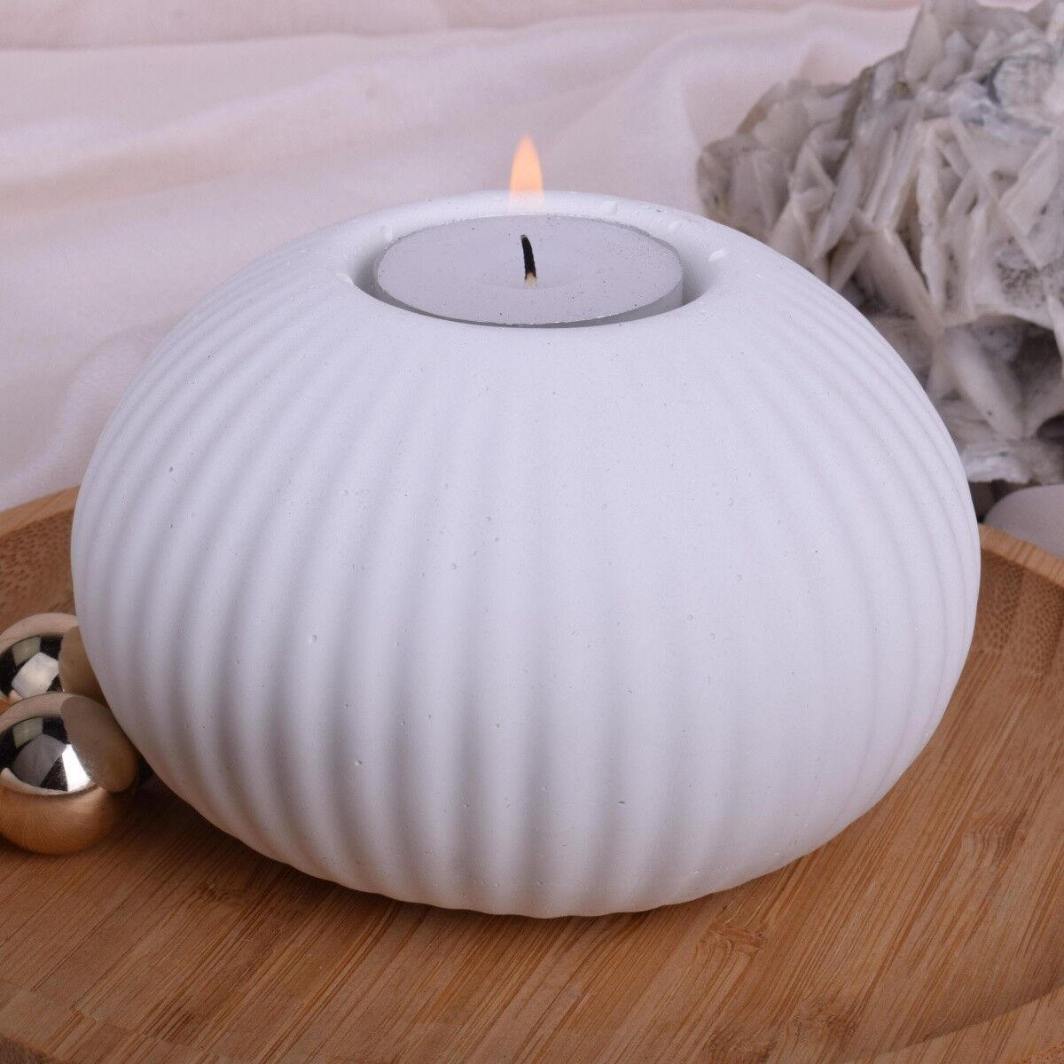 Portacandele Tealight "Circulation" set di 2 design bianco Ø11cm
