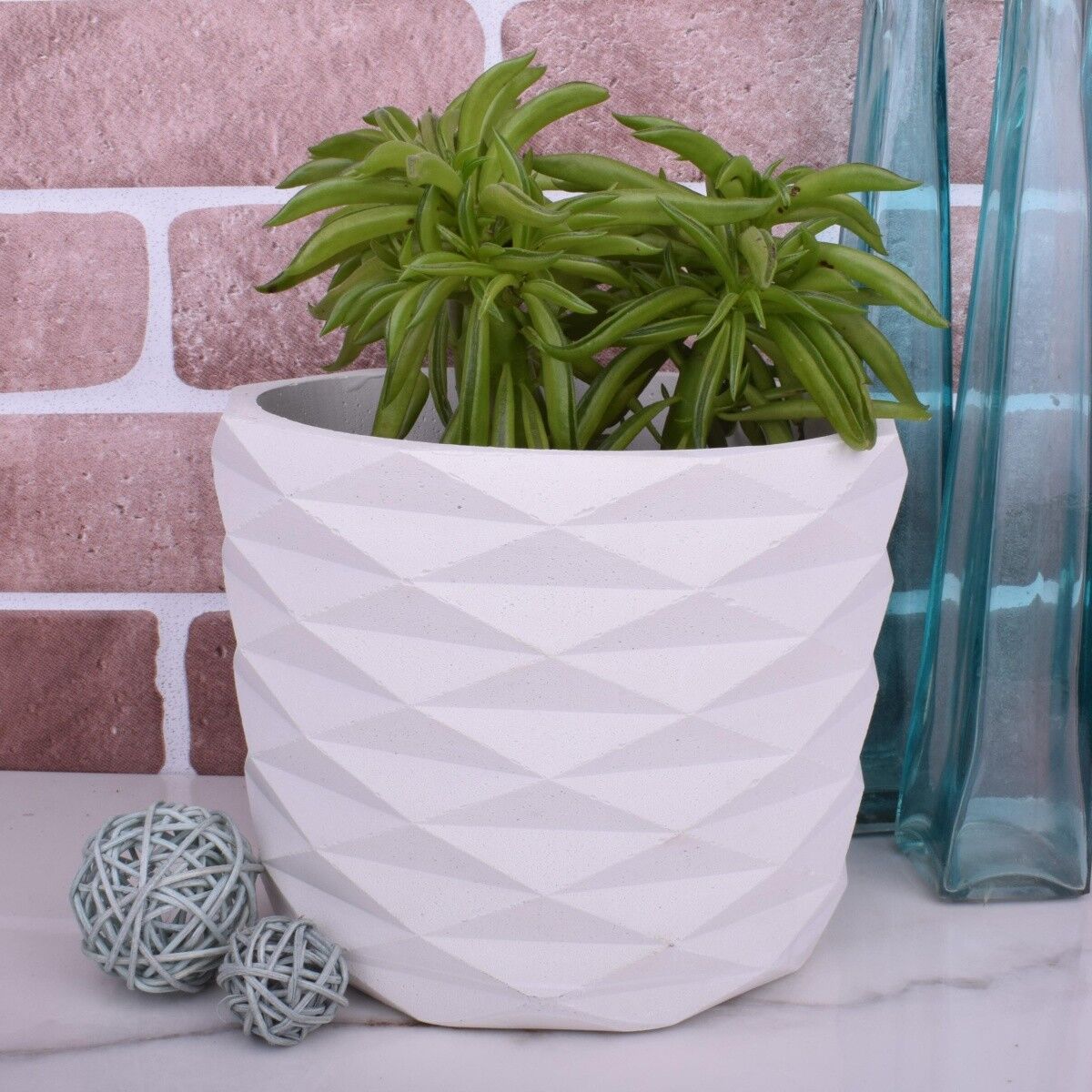 Portavasi fioriera "Prismo" cachepot bianco Ø19cm