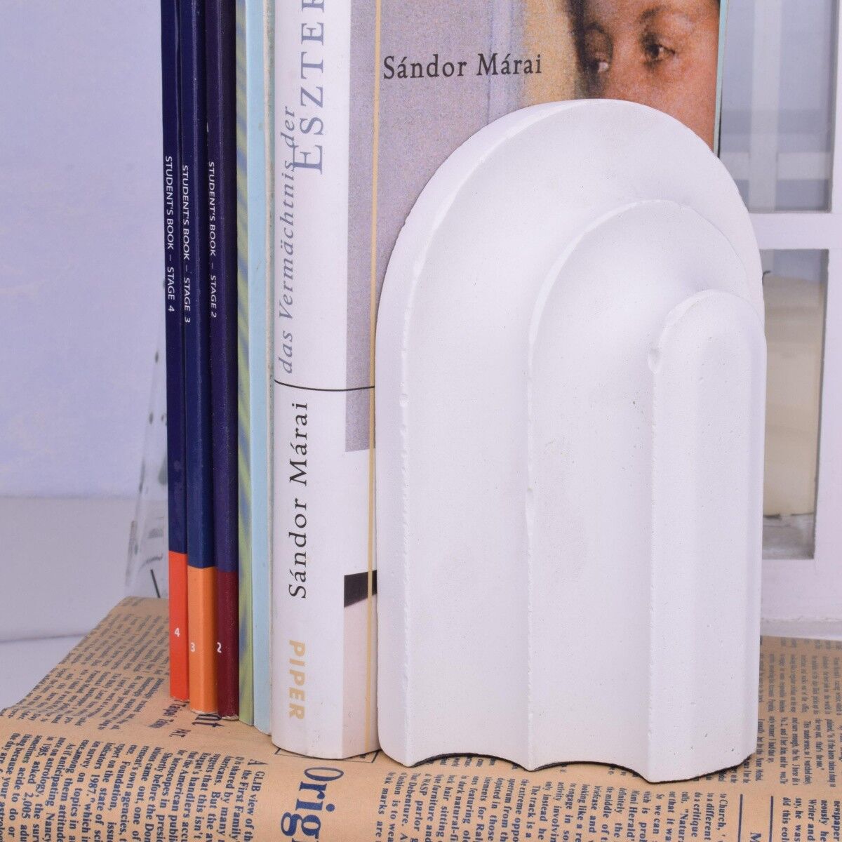 Fermalibri "Mainz" Scaffale per libri bianco di design