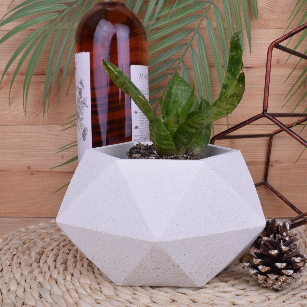 Portavasi fioriera "Kelly" cachepot bianco Ø11cm decoro