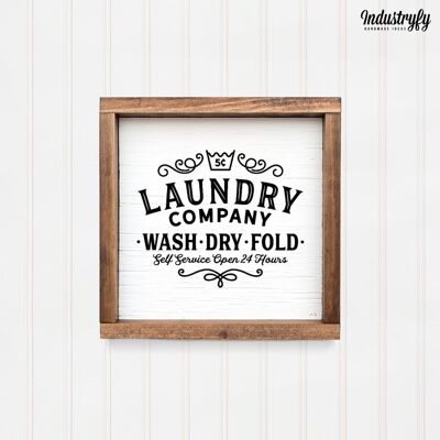 Landhaus Schild "Laundry Company" - 20x20 - mit Rahmen