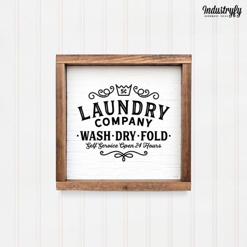 Landhaus Schild "Laundry Company" - 30x30 - mit Rahmen