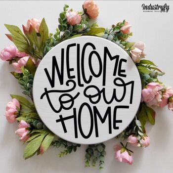 Panneau de maison de campagne rond "Bienvenue chez nous" 3