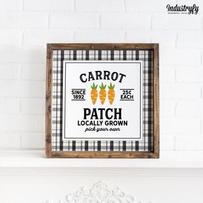 Landhaus Schild "Carrot Patch" - 20x20 - mit Rahmen