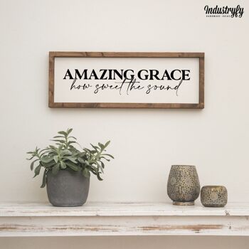 Enseigne maison de campagne "Amazing grace" - 60x20 - avec cadre 3